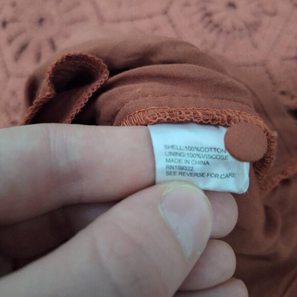 Evereve Brooklyn Crochet Dress brown brick Fall Cocktail Dress pockets Size X - Picture 7 of 8